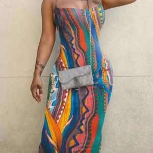 Bodycon backless maxi dress